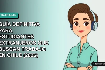 Guía ilustrada para estudiantes extranjeros buscando empleo en Chile, estilo vectorial moderno.