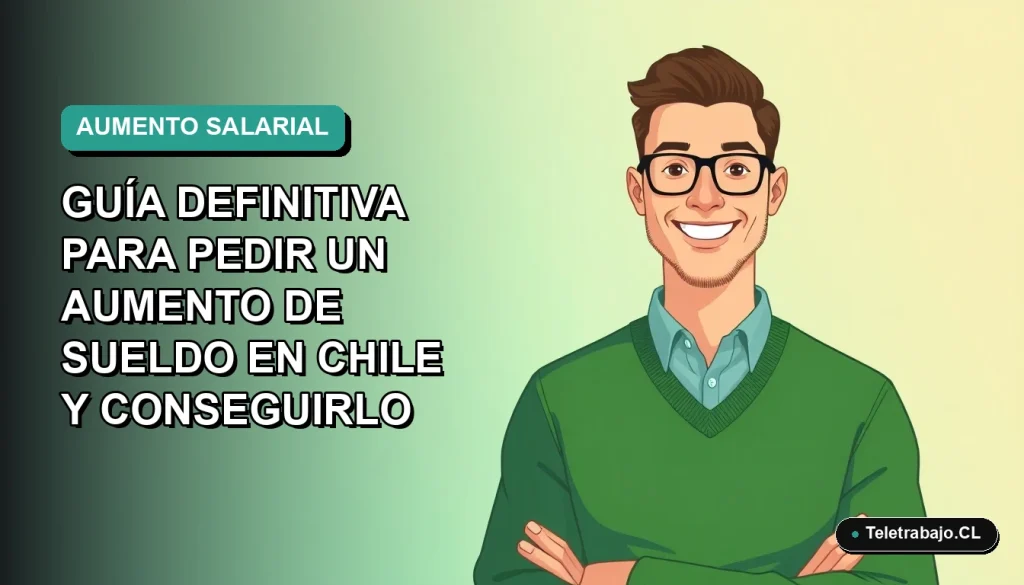 Ilustración vectorial plana de un trabajador masculino de tecnología sonriendo, con fondo degradado azul verdoso, sobre guía para negociar sueldo en Chile.