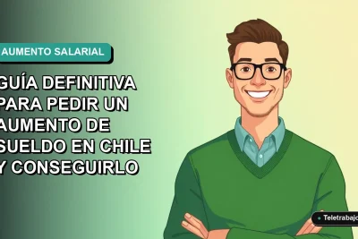 Ilustración vectorial plana de un trabajador masculino de tecnología sonriendo, con fondo degradado azul verdoso, sobre guía para negociar sueldo en Chile.