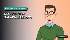 Ilustración vectorial plana de un trabajador remoto masculino en estilo moderno, preparando una negociación salarial en Chile.