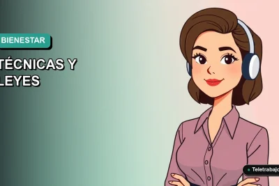 Ilustración vectorial plana de una mujer profesional chilena con expresión tranquila, sobre un fondo degradado suave de color teal y blanco, representando el bienestar laboral.