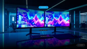 Guía completa sobre la profesión de analista web en 2026, mostrando un espacio de trabajo tecnológico con gráficos abstractos.