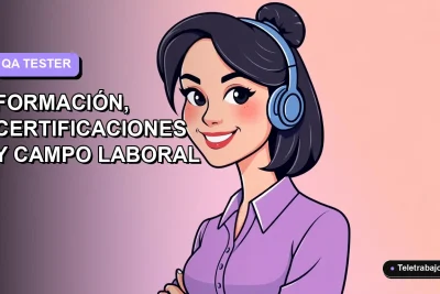 Ilustración plana vectorial de una mujer profesional chilena, especialista en control de calidad de software, sonriendo con confianza. Fondo degradado lila suave.
