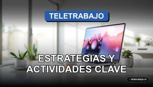 Guía para trabajar desde casa con niños, mostrando un escritorio moderno y organizado en un hogar, con laptop y elementos de oficina.