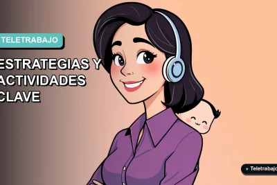 Ilustración plana corporativa de mujer profesional teletrabajando con su hijo en casa, fondo degradado suave.