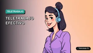 Ilustración vectorial plana de estilo premium de una mujer chilena trabajando desde casa, con fondo degradado suave.