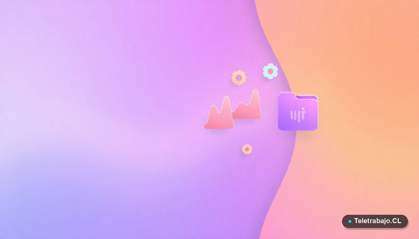 Elementos de interfaz de usuario abstractos y modernos, gráficos y iconos flotantes, estilo ilustración plana, concepto de preparación técnica para entrevistas.
