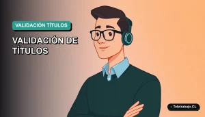 Ilustración vectorial plana de un hombre profesional con camisa azul y suéter verde, sobre fondo degradado teal, representando la guía para validar títulos extranjeros en energías renovables en España.