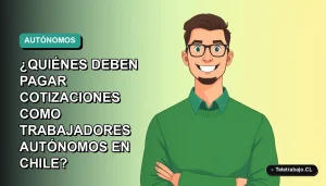 Ilustración vectorial plana de un trabajador autónomo masculino con suéter verde, sobre fondo degradado azul verdoso. Espacio negativo a la izquierda.