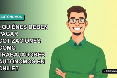 Ilustración vectorial plana de un trabajador autónomo masculino con suéter verde, sobre fondo degradado azul verdoso. Espacio negativo a la izquierda.