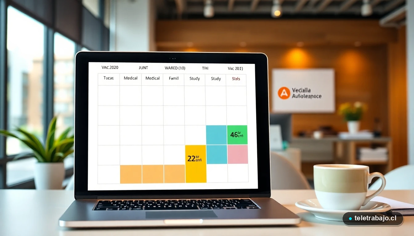 Infografía sobre tipos de permisos retribuidos en Chile: vacaciones, enfermedad, nacimiento y estudio.