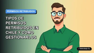 Ilustración plana de trabajador remoto chileno junto a guía sobre permisos laborales retribuidos en Chile 2026