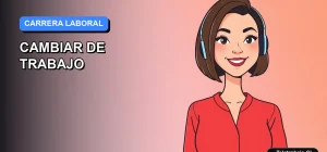 Ilustración vectorial plana moderna en estilo Corporate Memphis de una mujer profesional chilena sonriente, con fondo degradado azul. Representa el éxito en la búsqueda de un nuevo empleo.