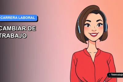 Ilustración vectorial plana moderna en estilo Corporate Memphis de una mujer profesional chilena sonriente, con fondo degradado azul. Representa el éxito en la búsqueda de un nuevo empleo.