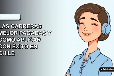 Ilustración vectorial plana de una mujer profesional chilena sonriente, con blusa azul y corte de pelo moderno, sobre fondo degradado azul claro. Representa carreras tecnológicas bien remuneradas.