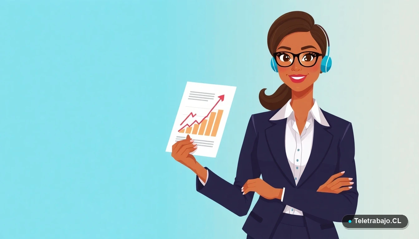 Mujer profesional negociando aumento de sueldo con gráfico ascendente, estilo corporativo moderno.