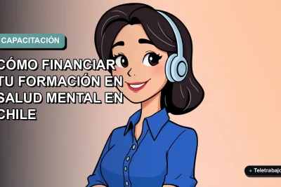 Ilustración plana corporativa de una mujer profesional chilena con blusa azul, sonriendo, sobre fondo degradado suave. Guía para financiar formación en salud mental con fondos SENCE 2026.