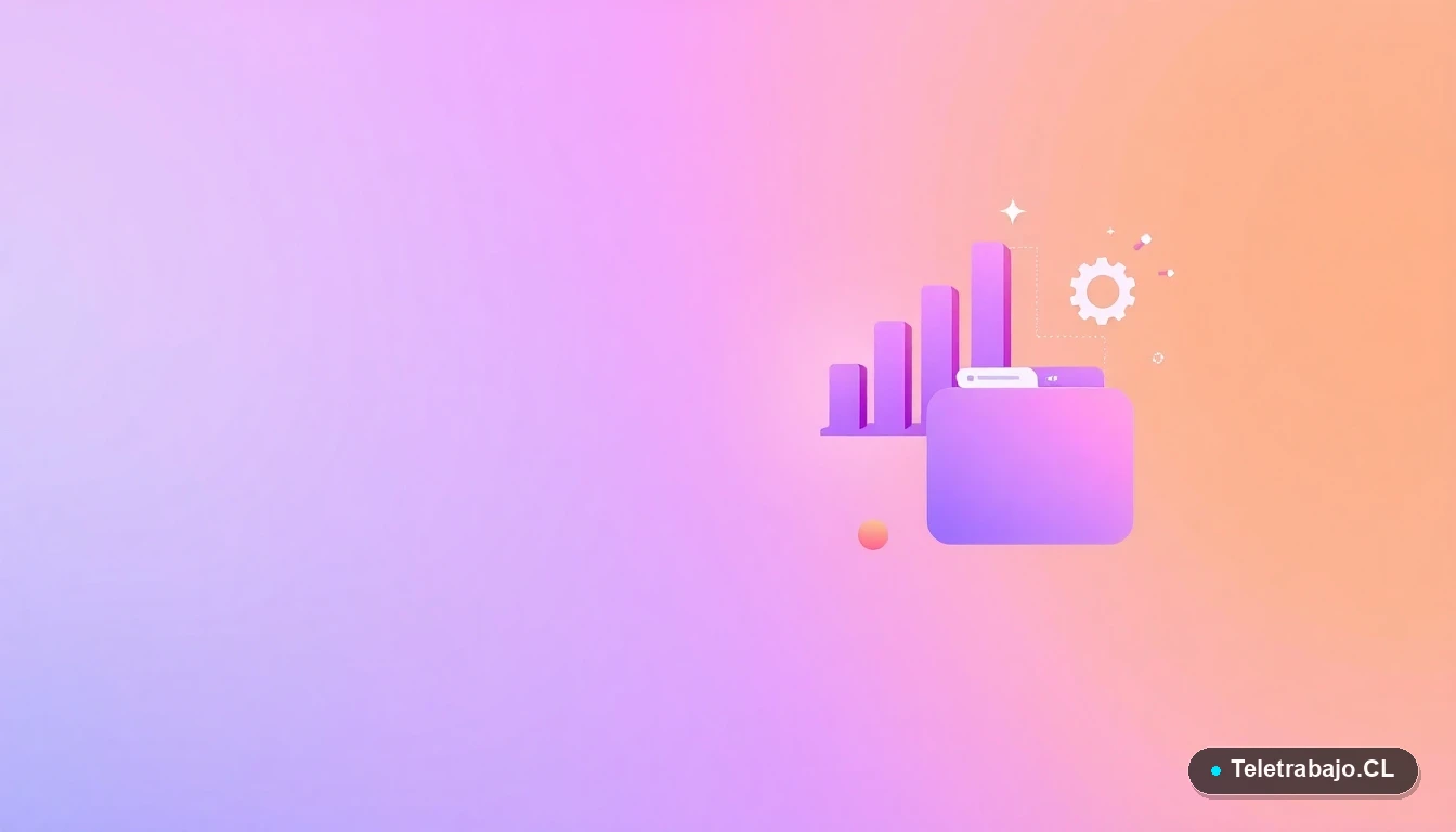 Composición abstracta de interfaz de usuario con gráficos, engranajes y carpetas en estilo vectorial plano, sobre fondo degradado. Concepto de gestión y financiamiento de capacitación.