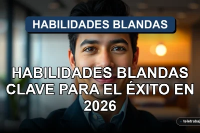 Fotografía de primer plano de un ejecutivo hispano sonriendo con confianza en una oficina moderna desenfocada, representando habilidades blandas clave para el éxito profesional.