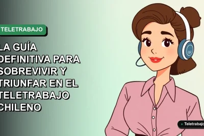 Ilustración plana vectorial de mujer chilena teletrabajando con fondo degradado verde, representando habilidades blandas para el trabajo remoto en 2026.