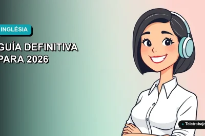 Ilustración plana de mujer profesional feliz con camisa blanca y corte bob, sobre fondo degradado azul verdoso, representando el aprendizaje de inglés con inteligencia artificial.