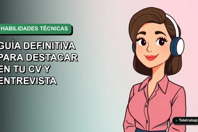 Ilustración plana vectorial de una mujer profesional chilena trabajando de forma remota, con fondo degradado suave, representando las habilidades técnicas más demandadas para el futuro laboral.
