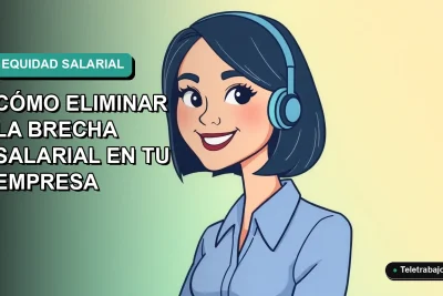 Ilustración plana corporativa de una mujer profesional chilena sonriente, con blusa azul y pelo corto, sobre fondo degradado verde azulado. Representa la herramienta IR Chile 2026 para eliminar la desigualdad de remuneración en empresas.