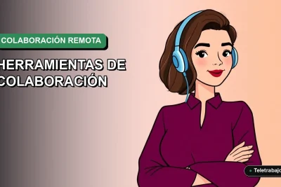 Ilustración vectorial plana de estilo premium de una mujer chilena trabajando remotamente, con un fondo de gradiente suave y vacío. Representa herramientas de colaboración para equipos.