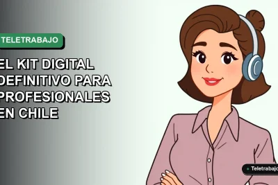 Ilustración vectorial plana de una mujer profesional chilena trabajando remotamente con un fondo degradado verde suave. Estilo Corporate Memphis.