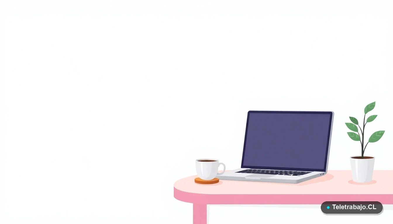 Escritorio moderno minimalista vacío con laptop, planta suculenta y taza de café, sobre fondo degradado verde menta, representando un espacio de trabajo limpio y ordenado.