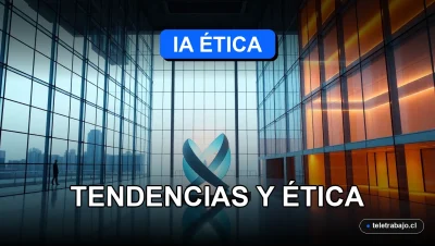 Fotografía arquitectónica futurista de un espacio corporativo con iluminación suave azul y naranja, representando la inteligencia artificial en la selección de personal.