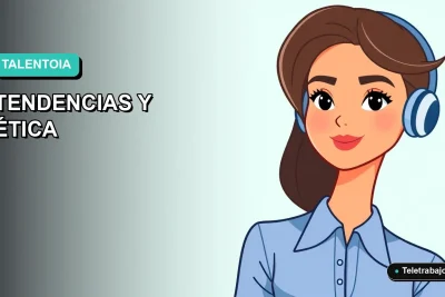 Ilustración plana de mujer profesional de tecnología con blusa azul, sobre fondo degradado verde menta. Representa la ética de la IA en reclutamiento laboral.