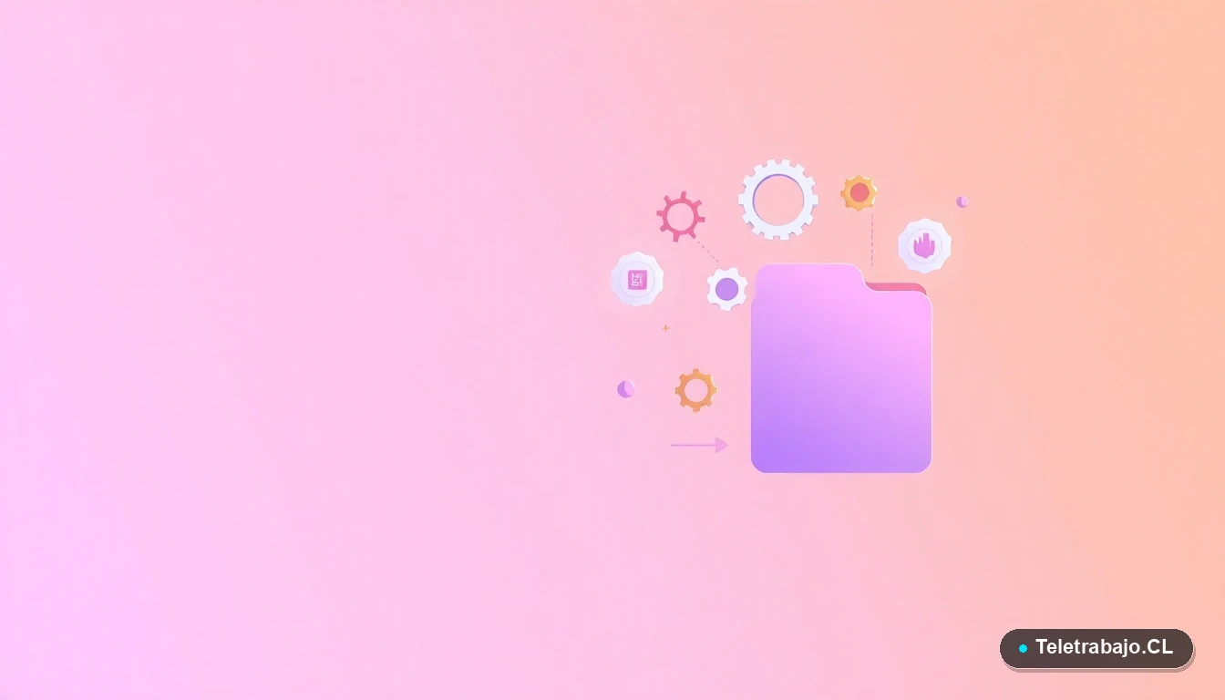 Interfaz de usuario abstracta con gráficos y iconos flotantes, representando tecnología de IA, sobre fondo degradado lavanda.