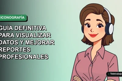 Ilustración plana de mujer profesional de tecnología remota sonriendo, con fondo degradado suave, representando el uso de iconos en Excel para reportes.
