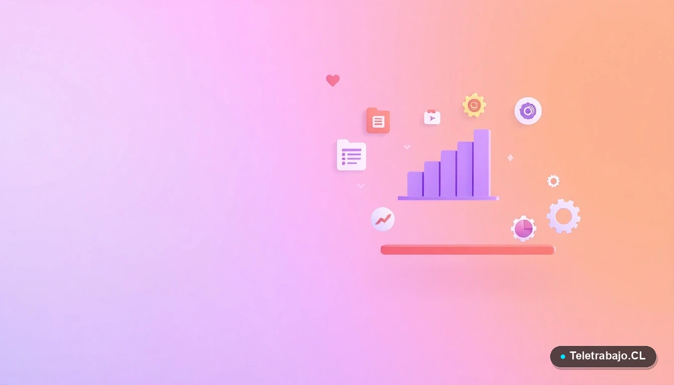 Interfaz de usuario abstracta con gráficos y iconos flotantes en estilo plano, sobre fondo degradado, representando la visualización de datos avanzada en Excel.