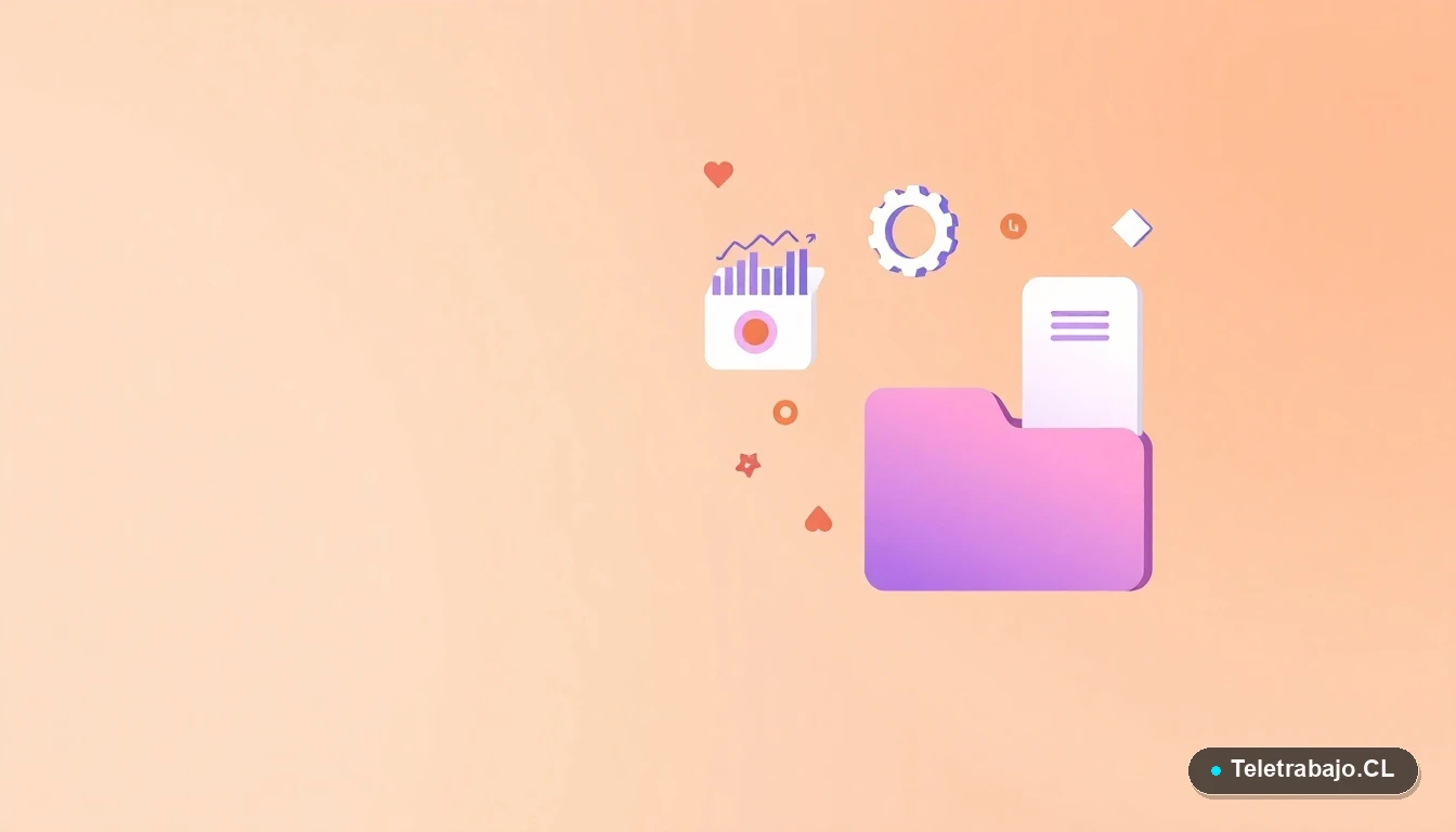 Composición abstracta de interfaz de usuario con gráficos y engranajes flotantes en estilo vectorial plano, sobre fondo degradado melocotón, concepto de tecnología y equidad.