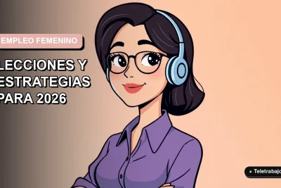 Ilustración plana corporativa de una mujer profesional chilena trabajando remotamente, con gráficos de crecimiento económico de fondo, representando la recuperación del empleo femenino post pandemia.