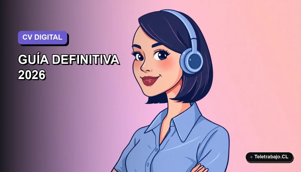 Ilustración plana corporativa de una mujer profesional de teletrabajo con blusa azul, sobre fondo degradado lavanda.