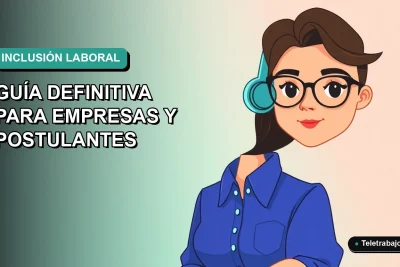 Ilustración plana corporativa de una mujer profesional chilena con blusa azul y anteojos, sobre un fondo degradado suave, representando la inclusión laboral en empresas tecnológicas.