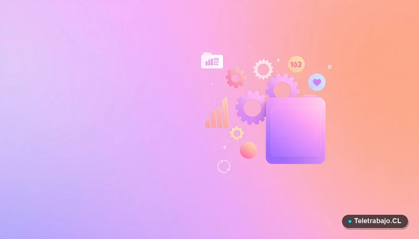 Elementos de interfaz de usuario abstractos y coloridos que representan tecnología y datos, para artículo sobre estrategias de inclusión laboral en Chile.