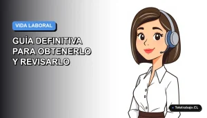 Ilustración plana corporativa de una mujer profesional con blusa blanca y corte de pelo bob, sobre fondo degradado azul y blanco, representando la obtención del informe de vida laboral.