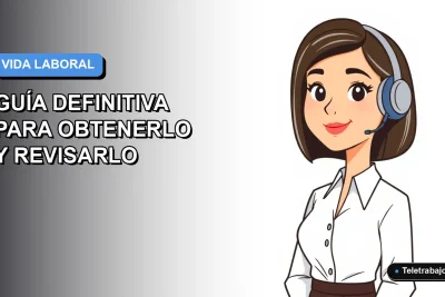 Ilustración plana corporativa de una mujer profesional con blusa blanca y corte de pelo bob, sobre fondo degradado azul y blanco, representando la obtención del informe de vida laboral.