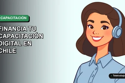 Ilustración vectorial plana de una trabajadora remota sonriente con blusa azul, sobre un fondo degradado verde suave. Representa la innovación digital con SENCE.