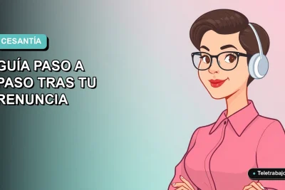 Ilustración plana corporativa de una mujer profesional de teletrabajo, con fondo degradado azul verdoso, sobre el proceso de inscripción al seguro de desempleo.