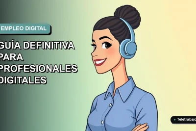Ilustración plana de mujer profesional chilena sonriente, con blusa azul y pelo recogido, sobre fondo degradado azul verdoso. Concepto de búsqueda de empleo digital en Instagram para 2026.
