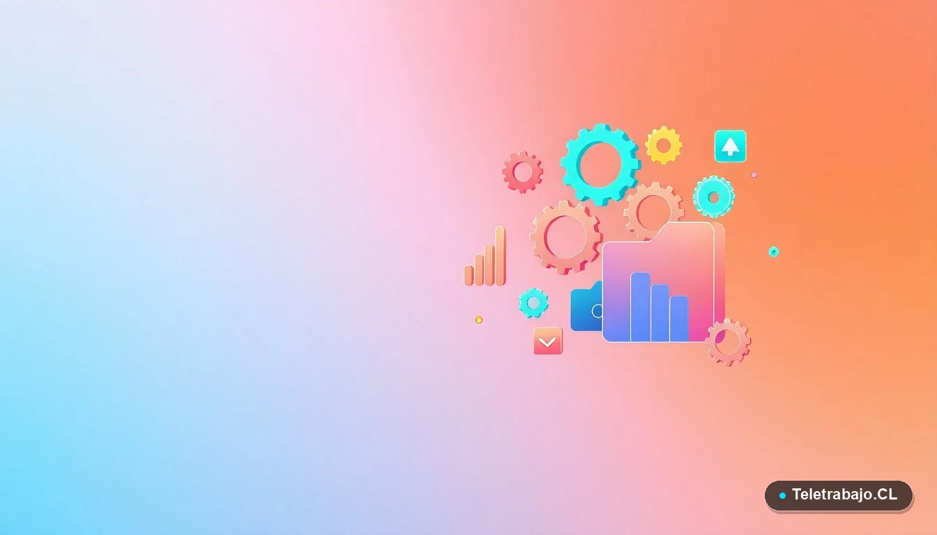 Elementos de interfaz de usuario abstractos y futuristas que representan la inteligencia artificial, con gráficos flotantes y engranajes, ilustración plana vectorial.