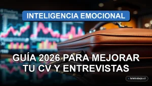 Guía de inteligencia emocional para el trabajo y mejorar el CV en una oficina corporativa moderna.