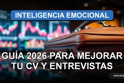 Guía de inteligencia emocional para el trabajo y mejorar el CV en una oficina corporativa moderna.