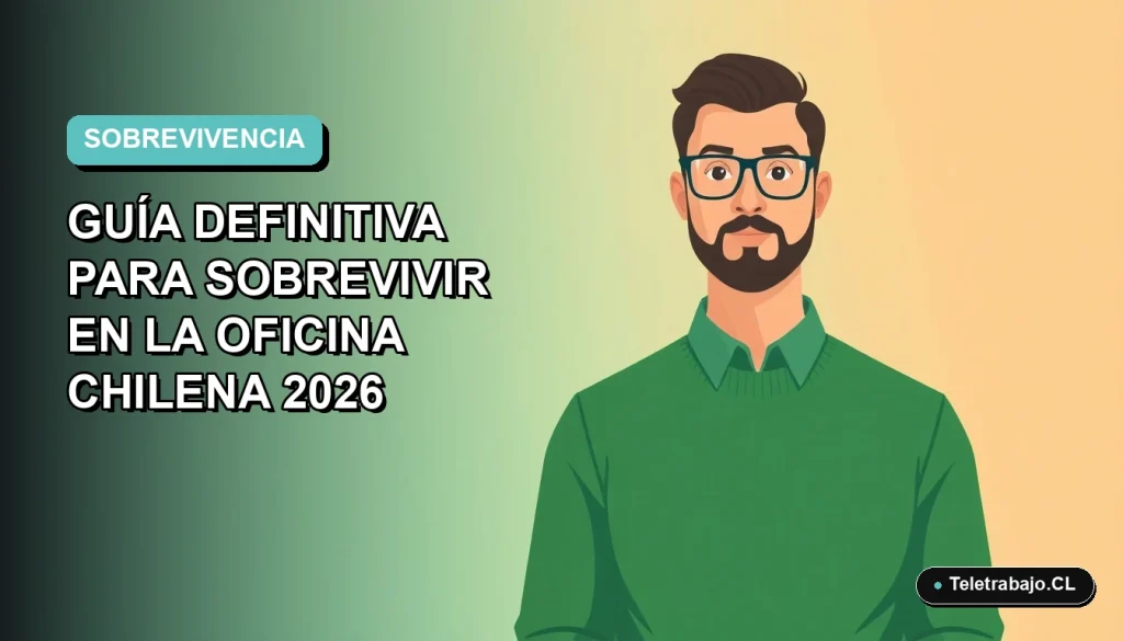 Ilustración vectorial plana de un trabajador masculino de oficina con suéter verde, mirando a la cámara, sobre un fondo degradado azul verdoso. Espacio negativo a la izquierda.
