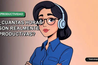 Ilustración plana corporativa de una trabajadora remota chilena con blusa azul, mirando a la cámara, sobre fondo degradado verde suave. Espacio negativo a la izquierda.